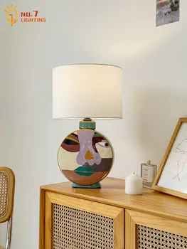 Атмосфера итальянского дизайна, милая теплая керамическая настольная лампа, Тканевое художественное декоративное внутреннее освещение, прикроватная тумбочка для спальни Ktichen Studio