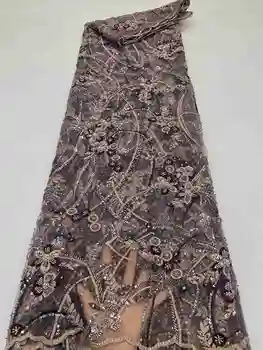 африканские ткани шнурка для 2023 французская вышивка тюль высокое качество роскошный кружевной ткани с блестками для дизайнера зеленый новые поступления