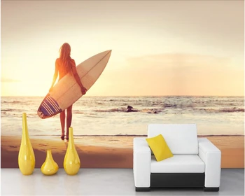 бейбеханг Старший обои для помещений романтический красивый пляж море солнце песчаный пляж серфинг настенное видео papel de parede обои