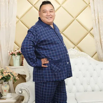 Бесплатная доставка 2019, мужская осенне-зимняя пижама из 100% хлопка 5XL XL, большая мягкая пижама