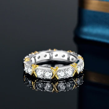 Бесплатная доставка, Муассанитовое кольцо круглой огранки, кольца из вечного серебра 925 Пробы, оригинальные сертифицированные ювелирные изделия класса Люкс, кольца для женщин