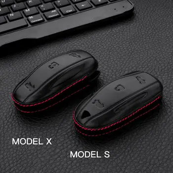 Брелок Кожаный Пульт Дистанционного управления 3 кнопки Брелок Держатель Крышка Подходит Для Tesla Model S X Чехол Для Ключей Стайлинг Автомобиля Смарт-Ключи
