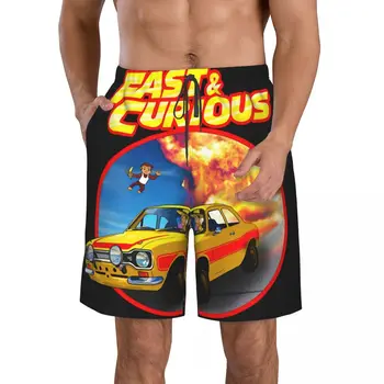 Быстрые и любопытные мужские пляжные шорты для фитнеса, Быстросохнущий купальник, Забавные уличные забавные 3D шорты
