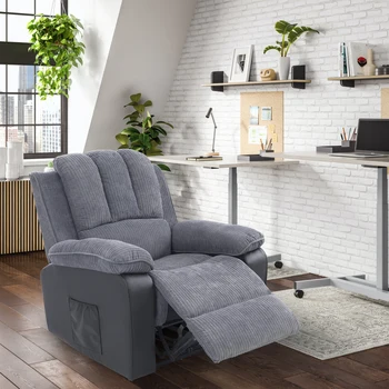 Вельветовый одноместный диван-кресло из черного полиуретана, эргономичный электрический диван с 8-точечным массажным подогревом, Утолщенный подлокотник и спинка