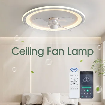 Вентилятор-люстра с подсветкой, пульт дистанционного управления и лампа для управления приложением, современные потолочные вентиляторы со светодиодной подсветкой для спальни, гостиной, подвесной светильник
