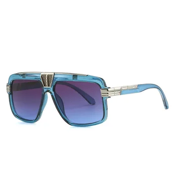Винтажный бренд, дизайнерские солнцезащитные очки для мужчин, мужская мода, большие оправы, трендовые солнцезащитные очки в стиле панк с плоским верхом и металлическими заклепками, женские солнцезащитные очки UV400