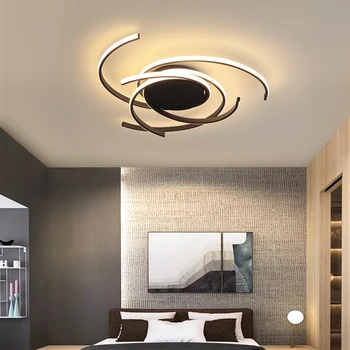 Внутренняя Светодиодная Потолочная Люстра для спальни, гостиной, установленная на поверхности, черно-белая Современная Светодиодная Люстра для домашней столовой