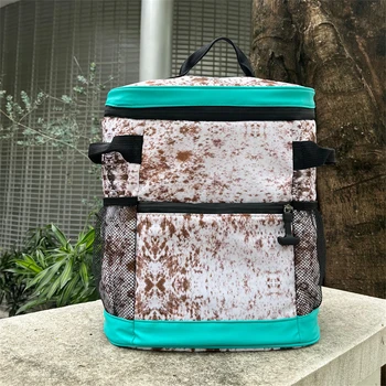 Водонепроницаемая сумка-холодильник 2pcsCow, термоизолированный рюкзак, рюкзак-холодильник из коровьей кожи черного леопарда, коробка для ланча, холодильник для кемпинга, путешествия