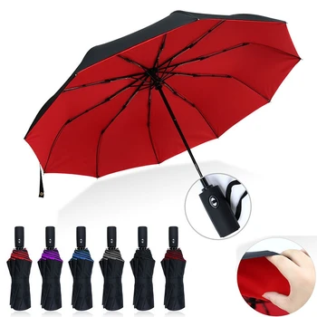 Двухслойный Полностью автоматический зонт из 10 косточек, ветрозащитный, защищающий от солнца, солнечный и дождливый, зонты двойного назначения, устойчивые к ультрафиолетовому излучению.