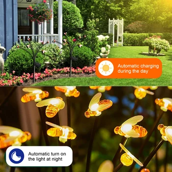Декоративные солнечные садовые фонари, медоносные пчелы, качающаяся лампа для газона, наружный ландшафтный светильник для дорожки, Водонепроницаемый солнечный светильник IP65 для газона