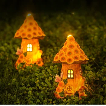 Декоративные фонари для домика на дереве из солнечной смолы, Фонари для небольшого дома, украшения для газона, Сад, балкон, Дорожка для патио, декоративные