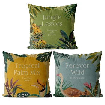Джунгли, тропическая пальмовая смесь, дикая наволочка 30x50, наволочка для дивана, подушка для автомобиля, домашний декор, льняная наволочка 45 * 45 см
