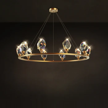 Дизайнерская круглая люстра в стиле постмодерн из хрусталя, подвесной светильник для столовой, роскошная хрустальная люстра
