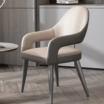Дизайнерские Современные обеденные стулья, Европейские обеденные стулья из водонепроницаемой кожи, Эргономичная мебель для кухни