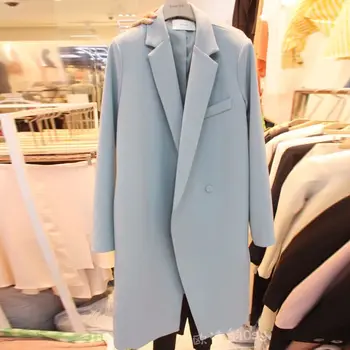 Длинные Пиджаки для женщин 2023, Новая Корейская версия, Свободный Модный Универсальный Блейзер на одной пуговице, Темпераментная Ветровка Z681
