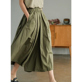 Женские брюки из 100% хлопка, повседневные свободные брюки на пуговицах с высокой талией, Корейская модная женская одежда Pantalones De Mujer