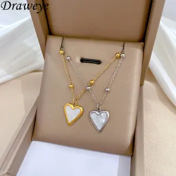Женские ожерелья с сердечками Draweye цвета Золотистый, серебристый, Корейская мода, Простые ожерелья для мужчин, базовые Элегантные чокеры