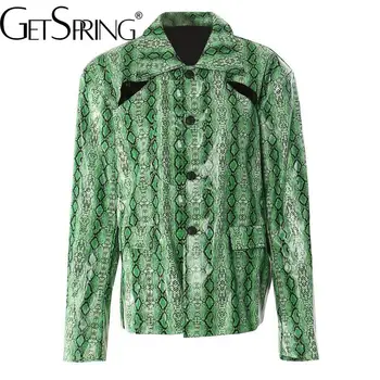 Женское пальто Getspring 2023, новая перспективная куртка со змеиным узором для мужчин и женщин, модные свободные повседневные женские топы, осень