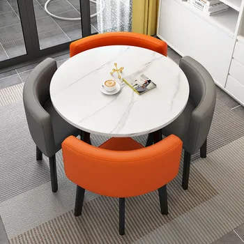 Журнальные столики для гостиной Современный круглый минималистичный металлический столик в скандинавском стиле, мраморная мебель для гостиной Salontafel