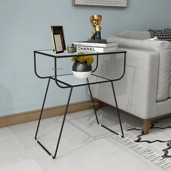 Журнальный столик из закаленного стекла в скандинавском стиле для гостиной, простота, Передвижной прикроватный столик, легкая Роскошная мебель высокого класса