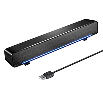 Звуковая панель с питанием от USB 83XC с сабвуфером, портативная мини-звуковая панель для ПК с Windows, настольного компьютера, ноутбука Черного цвета