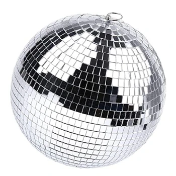 Зеркальный диско-подвесной шар Зеркальный диско-шар с подвесным кольцом для вечеринки со световыми эффектами, украшения дома, клубной сцены (8 дюймов)