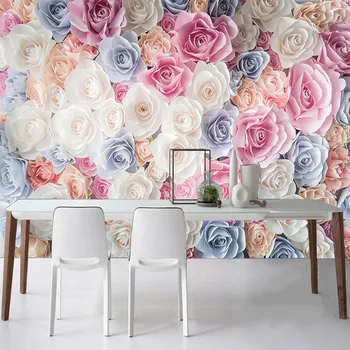 Изготовленная на заказ 3D фреска Романтические цветы Розы Фотообои Свадебный дом Спальня Самоклеящиеся Водонепроницаемые наклейки с сильной липкостью