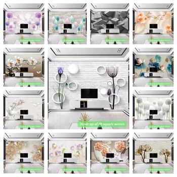 Изготовленный на заказ размер Nordic Flower TV Background Настенное покрытие Фреска Плакат Домашний декор Кухонные Декоративные обои Водонепроницаемые