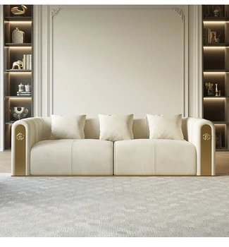 Итальянский диван из прямой ткани для гостиной, итальянский минималистичный и роскошный диван из матового бархата на троих или двоих