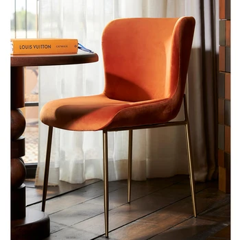 Итальянский Простой Скандинавский Легкий Обеденный стул из роскошной ткани из нержавеющей стали, Мягкая сумка для отдыха, кресло для переговоров в отеле