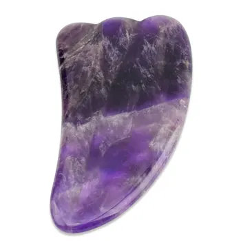 Камень Аметист Гуаша Натуральный Фиолетовый камень Традиционный Скребок для лица, шеи, спины, терапии давления на тело