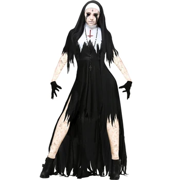Карнавал, Хэллоуин, Леди, Жуткий костюм Кровавой Монахини, Страшная ролевая игра Грешной Сестры, косплей, необычное праздничное платье