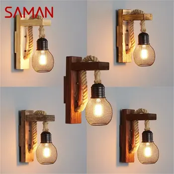 Классические простые настенные светильники SAMAN, бра, Лофт, ретро Светодиодные лампы, Декоративные светильники для домашнего бара