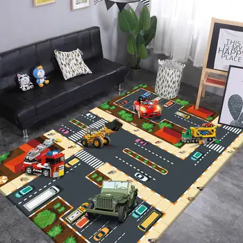 Ковер в комнате для мальчиков, развлекательный игровой коврик для пола, имитирующий сценарий городского движения, игровой коврик для автомобиля