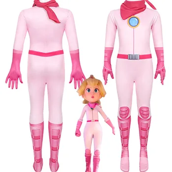 Комбинезон принцессы Персик, косплей, детский костюм для девочек, аниме, детская ролевая игра, Карнавальная вечеринка на Хэллоуин, Розовая одежда