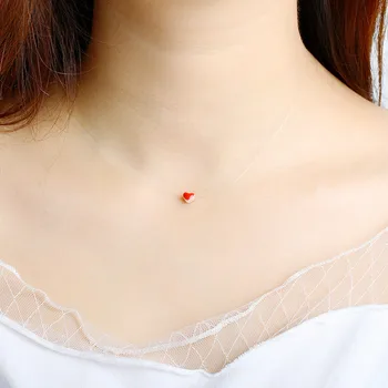 Корейская версия милого ожерелья с красным сердечком, женский темперамент, модная дикая короткая цепочка на ключице