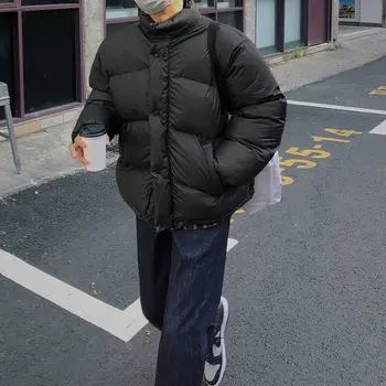 Короткая одежда с хлопковой подкладкой и воротником-стойкой для мужчин Зимняя корейская версия, свободная трендовая одежда с хлопковой подкладкой