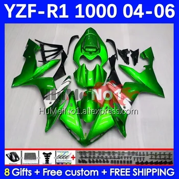Корпус для YAMAHA YZF R 1 1000 куб.см Глянцевый зеленый YZF-1000 YZF1000 9No.152 1000CC YZF R1 YZF-R1 YZFR1 2004 2005 2006 04 05 06 Обтекатель