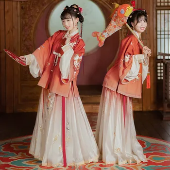 Красные костюмы Hanfu Для женщин, китайская Традиционная Элегантная одежда для взрослых, Древнее платье Династии Мин, Классическая Танцевальная одежда DQL6210