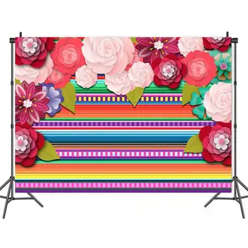 Красочные цветы в мексиканском стиле Фоны для фотографий на стене Душа новорожденного Детский торт на День рождения Декор стола