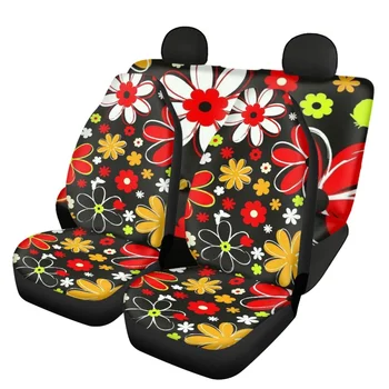 Красочные чехлы для автомобильных сидений с цветочным рисунком Подходят для большинства грузовых автомобилей, для внутреннего декора передних/задних сидений, для комфорта поглощения пота