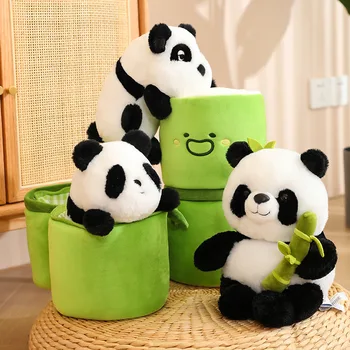 Креативная кукла Панда Хуахуа, прячущаяся в бамбуковой плюшевой сумке, мягкая подушка, взбирающийся Менглан, обнимающий бамбуковую игрушку для детей на день рождения