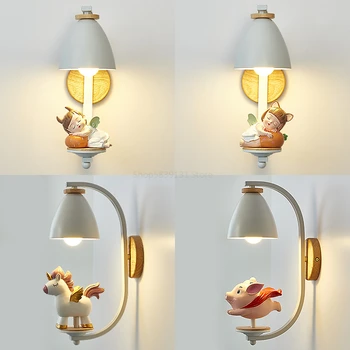 Креативные настенные светильники для мальчиков и девочек, декор стен в скандинавском стиле для гостиной, Прикроватная лампа для детской комнаты, современные светодиодные светильники из железа