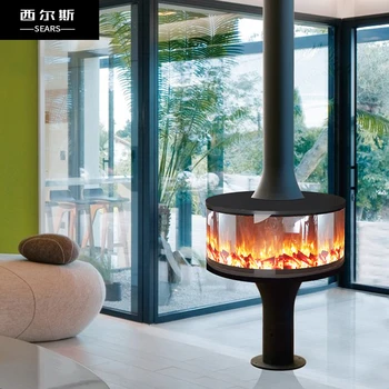 Круглый камин, имитирующий огонь, светодиодная лампа с пламенем, обогреватель, декоративная фоновая стена для дома