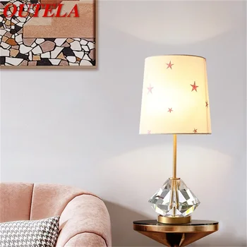Латунная настольная лампа OUTELA, современный креативный хрустальный светодиодный настольный светильник, украшение для домашней спальни