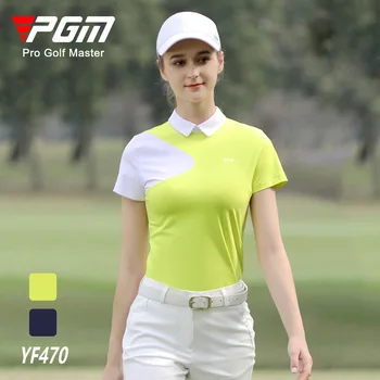 Летняя женская футболка для гольфа PGM, Женские рубашки, спортивная тонкая одежда, Быстросохнущая дышащая одежда для гольфа и тенниса YF470