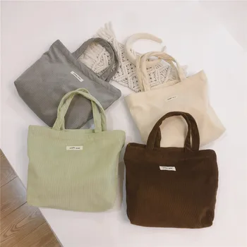 Летняя свежая сладкая холщовая сумка, вельветовая сумочка премиум-класса, Кремовая сумка для ланча из плотной ткани, маленькая сумка для покупок для девочек, новинка 2023 года