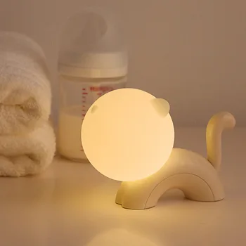 Милый светодиодный детский ночник Animal Cat Touch, перезаряжаемый ночник, подарок на день рождения для детей, декор рабочего стола в спальне