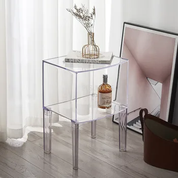Минималистичная Современная мебель для спальни, Акриловая прикроватная тумбочка, диван для домашней гостиной, Приставной столик, Небольшой бытовой Прозрачный шкаф