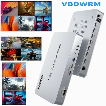 Многовидеоэкран HDMI Quad 6X1, экран 6 в 1, мультивидеоэкран с бесшовным видеоэкраном, мультипросмотрщик для сенсорного экрана RS232 TV PC